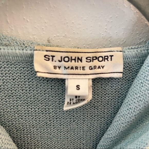 St. John Sport Sweater Light Blue Full Zip Hooded Santana Knit Sweater Sz S GUC - Picture 4 of 14